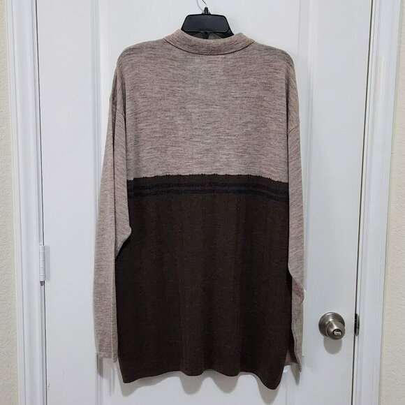 International Waters Mens L 100% Merino Wool Oversized Polo Sweater Quiet Luxury - Picture 2 of 8
